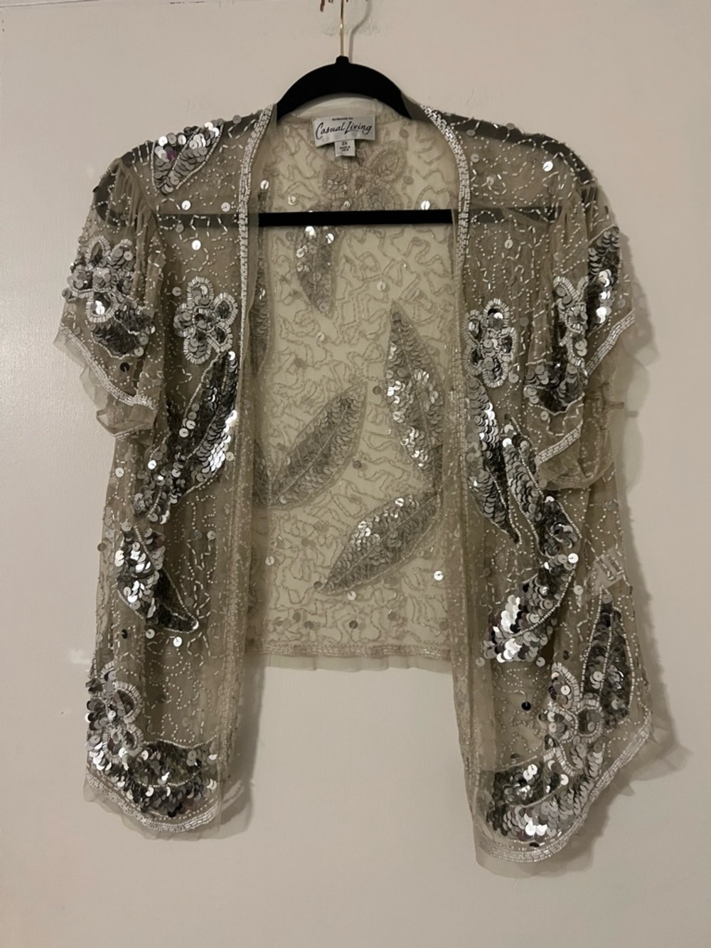 beaded sequin bolero cape brand Casual Living vintage-inspired 1920s cover-up 2X